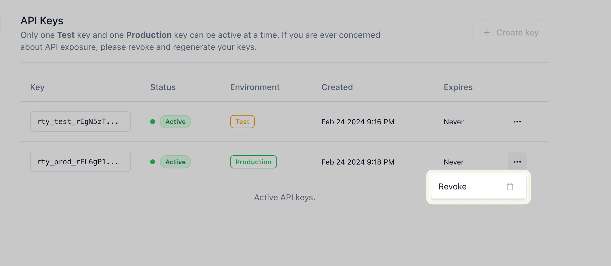 roastify revoke api key